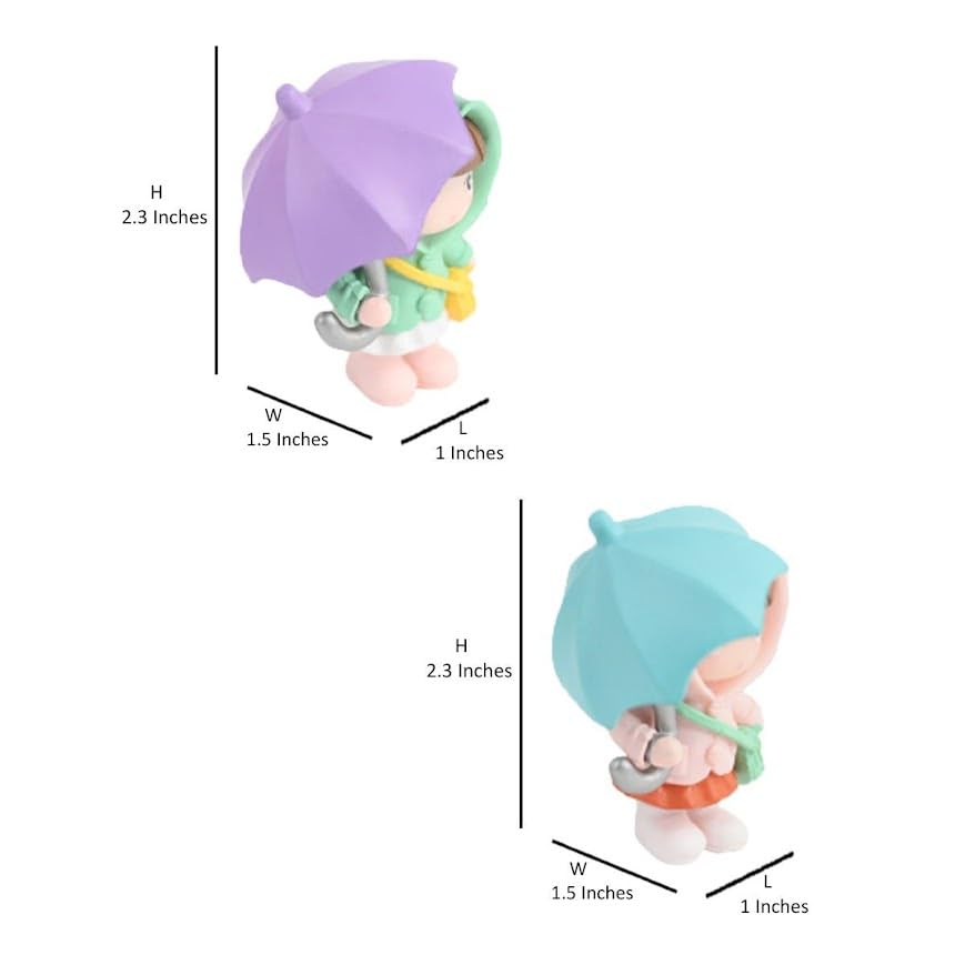 Image of Cute Miniature Figurines Set Decorative Couple for Home Garden Decor Garden Miniature Cake Topper, Umbrella Couple