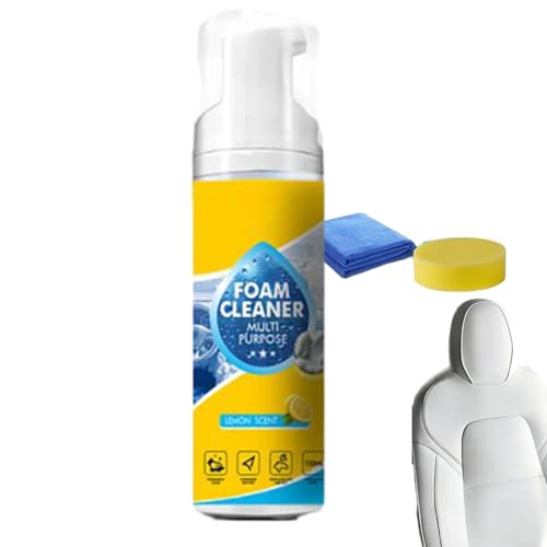 4-in-1 Multi-Enzyme Foam Cleaner 5oz, All-Purpose Deep Cleaning Spray for Car Interior, Kitchen Grease, Bathroom Tiles, Sofa Upholstery (1PC+1*Sponge+Towel)