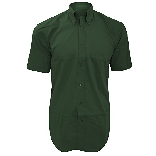 Kustom Kit Mens Short Sleeve Corporate Oxford Shirt, Bottle Green, 14.5inch