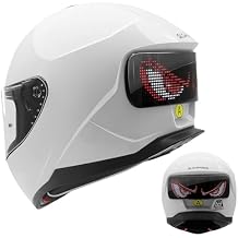 Full Face Motorcycle Helmet - DOT Approved, App Programmable Rear Display, USB Charging, Adult Dirt Bike Helmet for Men & Women