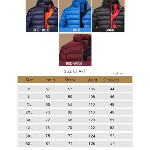 QLXYYFC Winter Jacket Men's Double Zip Pocket Puffer Jacket Lightweight Plain Quilted Jacket Insulated Men's Coat for Hiking Camping Travel (Color : Black, Size : 4XL) - Image 7