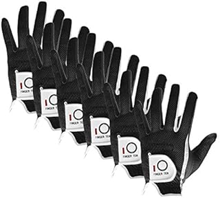 Golf Gloves Men Left Hand Right Rain Grip Value 6 Pack (NOT IN PAIR), Weathersof Premium Glove Deals Black Fit Size S Medium ML L XL, All Weather Suede Soft Durable