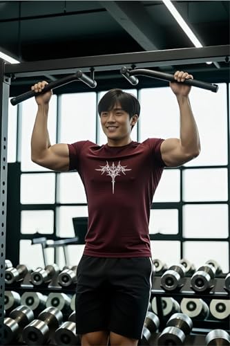 Image of Men Polyster Lycra Printed Half Sleeves Compression T-Shirt for Gym