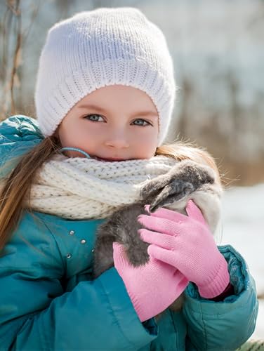 Cooraby 16 Pairs Winter Kids Warm Magic Gloves Full Fingers Stretchy Knitted Gloves for Boys or Girls4