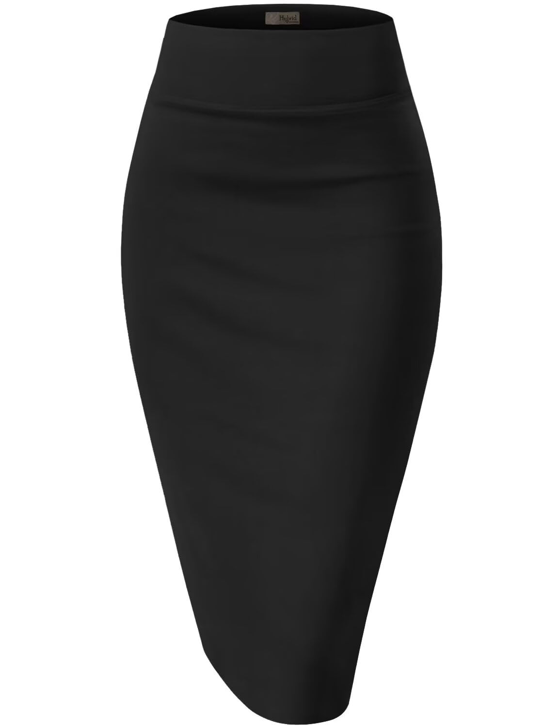 Hybrid & Company Women's Premium Nylon Ponte Stretch High Waist Pencil Suit Skirt Below Knee
