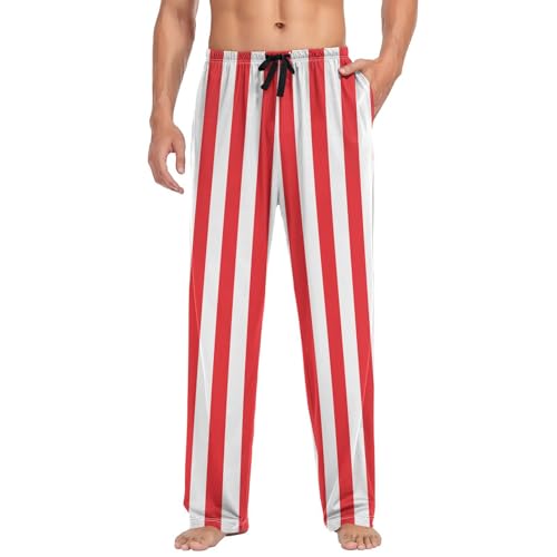 WIHVE Mens Pajama Pants Christmas Stripe Pjs Bottom with Pockets