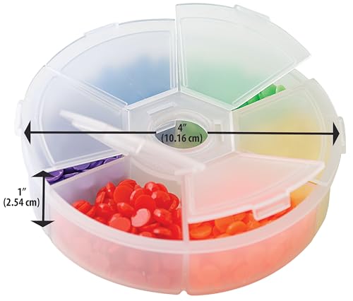 Image of The Beadery 6 Compartment Round Organizer Storage Container, clear