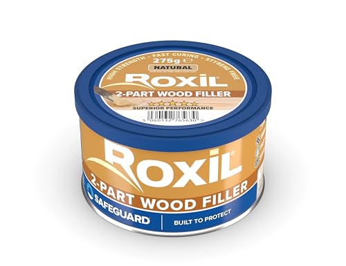 Roxil Two-Part Wood Filler Natural - 220cm Coverage. Premium High-Strength Wood Repair Filler for Interior & Exterior Timber Fully Stainable & Sandable Superior Moulding Low Hazard Formula