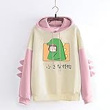 VESNIBA Dinosaurier Kapuzenpullover Sweatshirt Casual Damen Teenager Mädchen Kawaii Dino Hoodie Pullover mit Süßer Kapuze Japanischen Stil Süßer T-Shirt Oberteile Top ohne Taschen