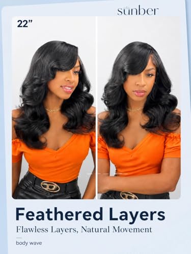 Image of Sunber Layer Body Wave Wig Human Hair Glueless 13x4 HD Lace Front Wig 18 inch