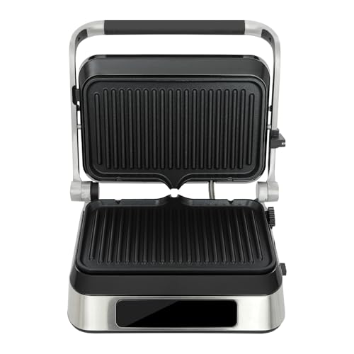2-Serving Non-Stick 750w Indoor Electric Copper Grill and Panini Press in Black