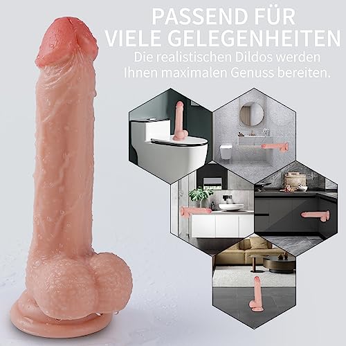 Origeros 19.5 CM Realistische Dildos mit Starker Saugnapf Silikon Dildos Penis Nachbildung mit Echten Venen und Prallen Hoden, Sexspielzeug für Frauen Männer Anal G-Punkt Vaginal Stimulation Dildo – Bild 8