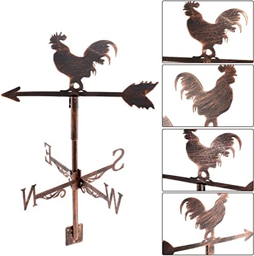 Dyna-Living Weather Vane Vintage Metal Weathervane Wind Direction Indicator Weather Vane Black Decor for Garden Yard Roof Wedding (Rooster)