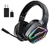Produktbild MIPOWCAT R18 Kabelloses Gaming Headset,2.4GHz Doppelte Schwingspule RGB Wireless Gaming Headset(Surround Sound,Ultraniedrige Latenz,RGB-Beleuchtung für PC/Xbox One/PS4/PS5/Type-C) BT5.1-Schwarz