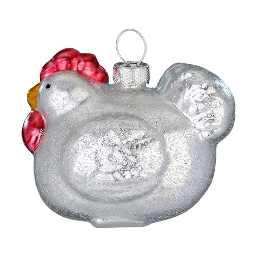 Christbaumschmuck Glas 6,4cm - Huhn Figur zum Aufhängen - handbemalt...