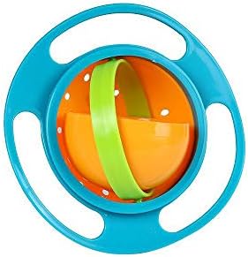 Xeminor 1pcs Magic Gyro Bowl 360 Degree Rotate Spill-Proof Bowl with Lid Plastic Creative Dishes Practice Feeding Bowls for Kids (Green)