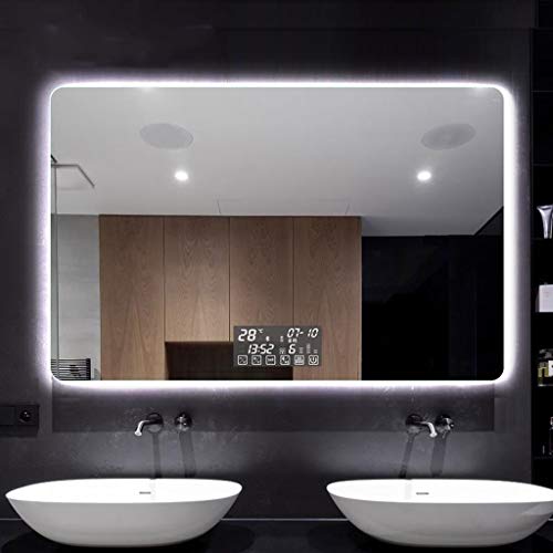 Preisvergleich Produktbild LYN Wandspiegel,Badspiegel,Badezimmerspie... Beleuchtete LED-Badezimmer-Spiegel Großer Wandspiegel mit Demister Spiegel Pad Smart Touch-Schalter Bluetooth Zwei-Farben-Lichts (Size : 700 * 900mm)