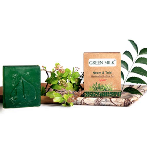 Green Milk Neem & Tulsi Handcrafted Bathing Soap - 100g (pack of 3)