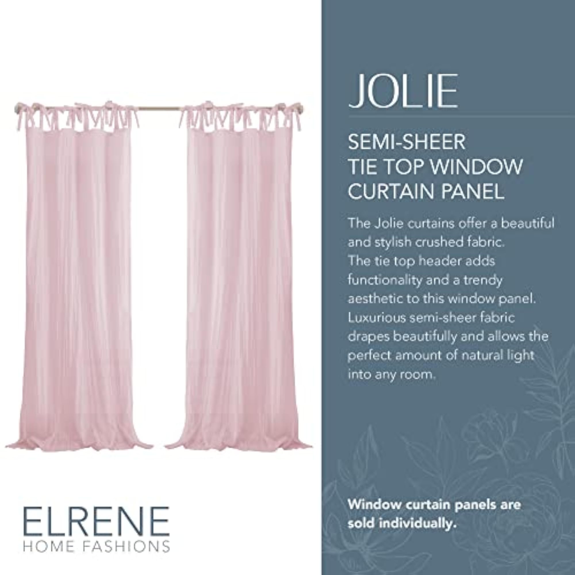 Crushed Semi-Sheer Adjustable Tie Top Window Panel