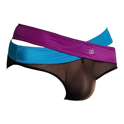 Daniel Alexander Mens Sexy Dual Color Band Bikini Thong Skimpy G-String Comfortable Jockstrap Sissy Brief Underwear