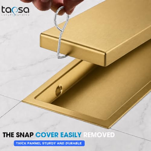 Image of Tapsa Tile Insert Floor Drain | 304 Stainless Steel | Invisible Shower Drain Channel | Shower Drain Channel | Water Drain Channel | with Cockroach Trap. (12X4, Gold Tile Insert Floor Drain 20 mm)