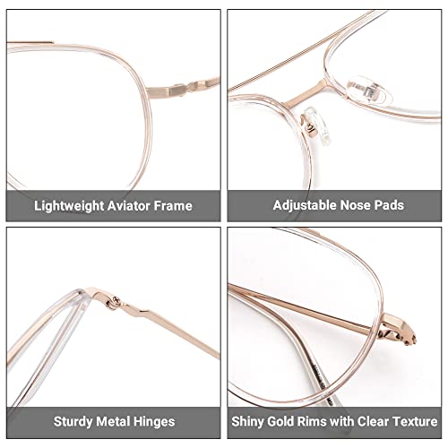Zeelool Readers Chic Tr90 Aviator Reading Glasses For Women With Standard Anti-Reflective Coating Ellis Tx531583-03 (Crystal, 1.25) #TOP2
