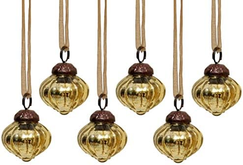 Aurora Christmas Set of 6 Glass Lantern Christmas Baubles, Red, 1"