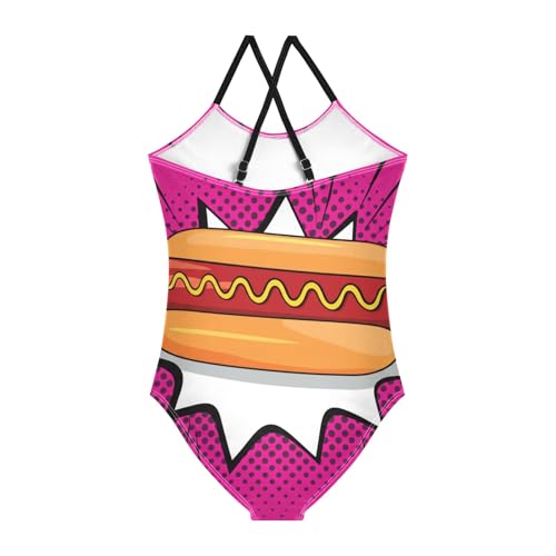 Art Hot Dog Swimsuit for Girls, Toddler One Piece Swimsuit Girl Sport Summer Beach Swimwear for 3 Years Old2