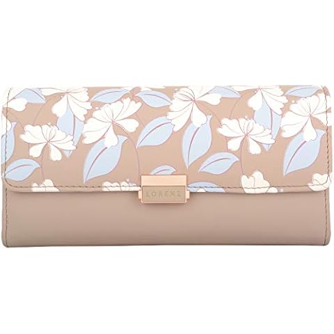 Womens Large Faux Leather Tri-Fold RFID Protected Floral Money/Credit Card Purse - Pale Green Cover