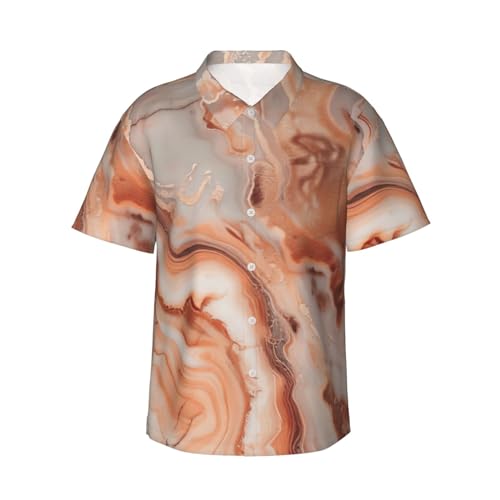 Chemise hawaïenne homme marbre or rose, vêtement de plage haut de gamme