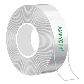 Double Sided Acrylic Mounting Tape, 10FT x 1/2in Clear Heavy Duty Adhesive Foam Tape, Removable No Residue Waterproof Tape for LED Strip Lights, Picture Frames, Wall Decor, Home Office Organization