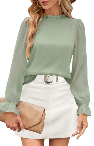 Image of Aifer Womens Blouses Dressy Casual Business Work Shirts Mock Neck Tops