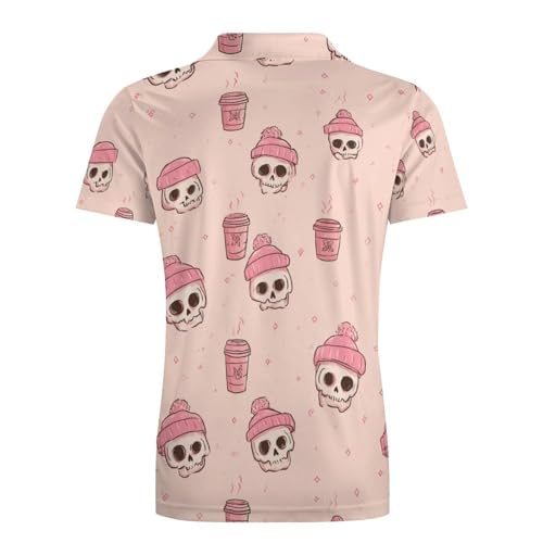 Boys' Classic Polo Shirts Short Sleeve Moisture-Wicking Golf & Tennis Shirts for Youth Teens Cute Pink Ghost Halloween 5