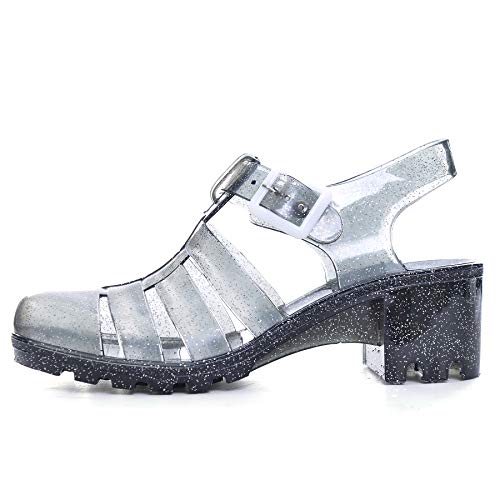 Image of Hee grand Crystal Jelly Heel Sandals for Women Summer Beach Jelly Shoes