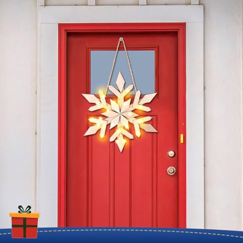 Panneau de porte flocon de neige en bois LED Glooglitter - 7