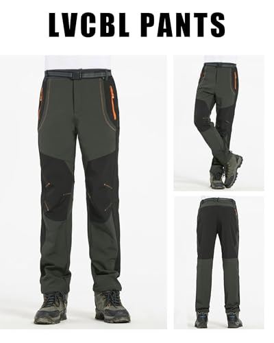 LVCBL Herren Wanderhose Wasserdicht Winddicht Outdoor Hosen für Herren Armee grün M