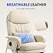 FLEXISPOT 2-in-1 Chaise Lounge Chair Indoor with Wheels Footrest 90-165° Reclining Lumbar Support, Home Office Desk Chairs for Living Room Bedroom Study Working Relaxing, Leather, Beige White