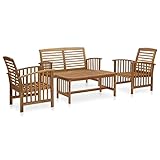 Material: Madera maciza de acacia con acabado de aceite; Dimensiones de la mesa: 102 x 50 x 43 cm (largo x ancho x alto); Dimensiones del banco: 119 x 67 x 83 cm (largo x ancho x alto)