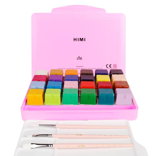 HIMI Gouache Paint Set, 24 Colors x 30ml/1oz with 3 Brushes & a Palette, Unique Jelly Cup Design, Non-Toxic, Guache Paint for Canvas Watercolor Paper - Perfect for Beginners, Students, Artists(Pink) - Image 7