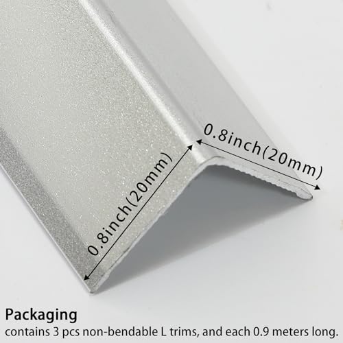 Image of Coengwui Aluminum Corner Guards, Peel and Stick L-Shaped Molding Trim for Wall Table Door Frame Protection and Decoration (Matte Silver, 3Pcs x 2.9ft x 0.8in)