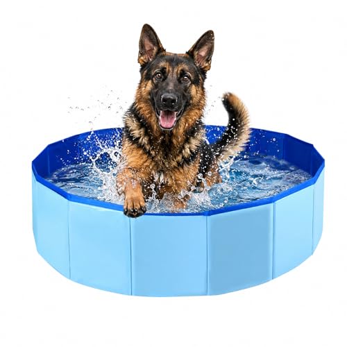 HIKLINK Hundepool Faltbar für Hunde und Katzen 50 x 50 x 10 cm Quadratisch Katzenpool Mini Planschbecken Ohne Aufblasen für Haustiere Klappbar Schwimmbecken für Kleine Hunde & Katzen (Rund)