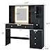 BTHFST Vanity Desk with Sliding Mirror & 3-Layer Jewelry Box, Makeup Vanity with Lights & Charging Station, Makeup Desk with 8 Necklace Hooks & 5 Drawers & Shelves, Black