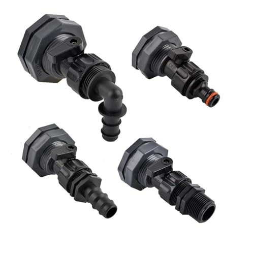 TYNXK Accessoires pour Tonneaux De Pluie 3/4 Thread PVC Bulkhead Fitting, Pipe Connector for Rain Barrel Garden Hose Adapter kit Water Tank Gallon Drain Bucket Montage du Collecteur De Pluie(E)