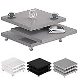 casaria® tavolino da soggiorno new york 72x72cm grigio lucido moderno ripiano ruotabile 360° regolabile divano tavolo