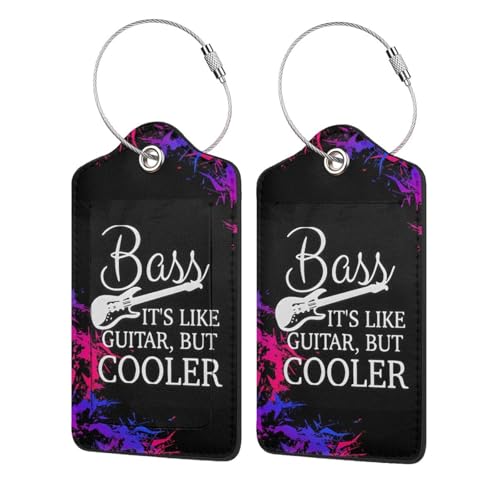 Bass It's Like Guitar but Cooler Fashion Travel Luggage Tags for Suitcases Birthday Gifts for Women Men Baggage Bag Backpack