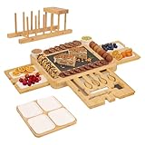 Charcuterie Boards Gift Set, Bamboo Cheese Board and Knife Set, Wooden Snack...