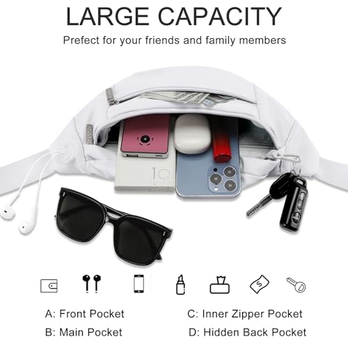 Image of MAXTOP Large Crossbody Fanny Pack with 4-Zipper Pockets,Gifts for Enjoy Sports Festival Workout Traveling Running Casual Hands-Free Wallets Waist Pack Phone Bag Fits All Phones