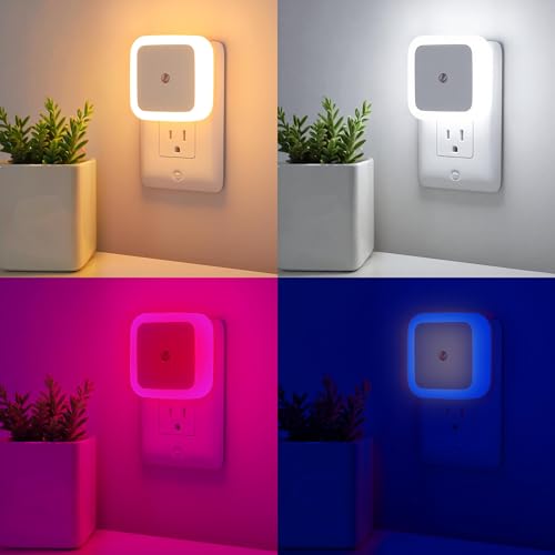 Image of ZEZHOU 4Pack Night Lights Plug-into Wall - Smart Dusk to Dawn Sensor Plug in LED Nightlight, Safe Auto-On /Off Lamp for Kids Adults Home Living Room Kitchen Bedroom Bathroom Toilet Hallway, Mix Colors