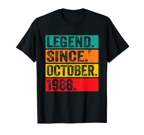 Legend Since October 1988 34th Birthday Retro 34 Years Old Camiseta