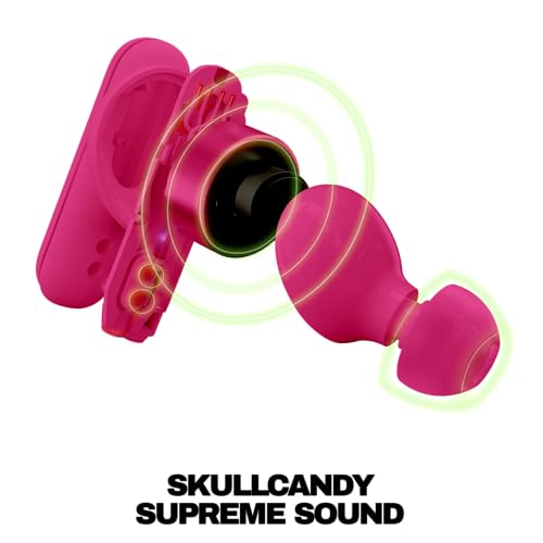Image of Skullcandy Smokin' Buds Wireless Earbuds, Bluetooth Headphones, Noise Isolating Fit, Up to 20 Hours Battery, IPX4 Sweat and Water Resistant, Microphone for iPhone Android - Pink